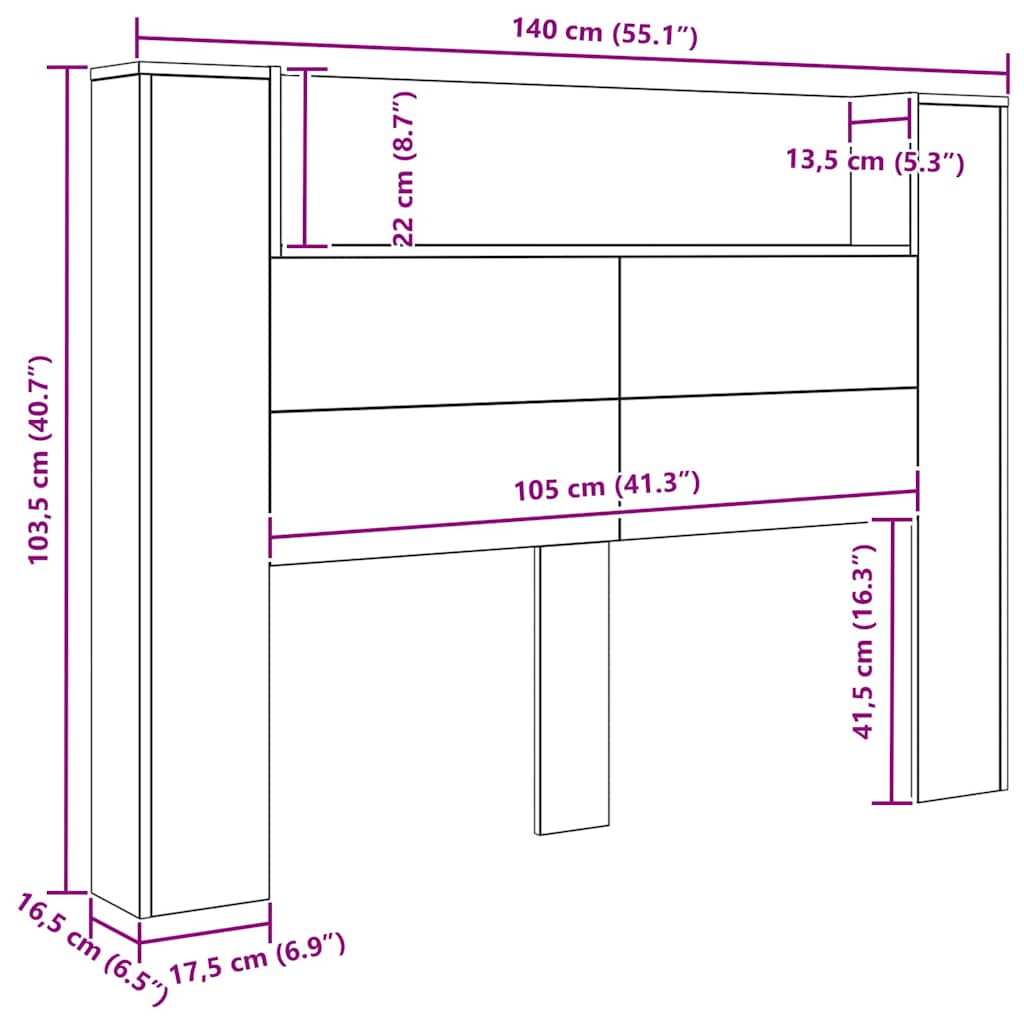 Uzglavlje Staro drvo 140 x 17 x 104,5 cm Konstruirano drvo