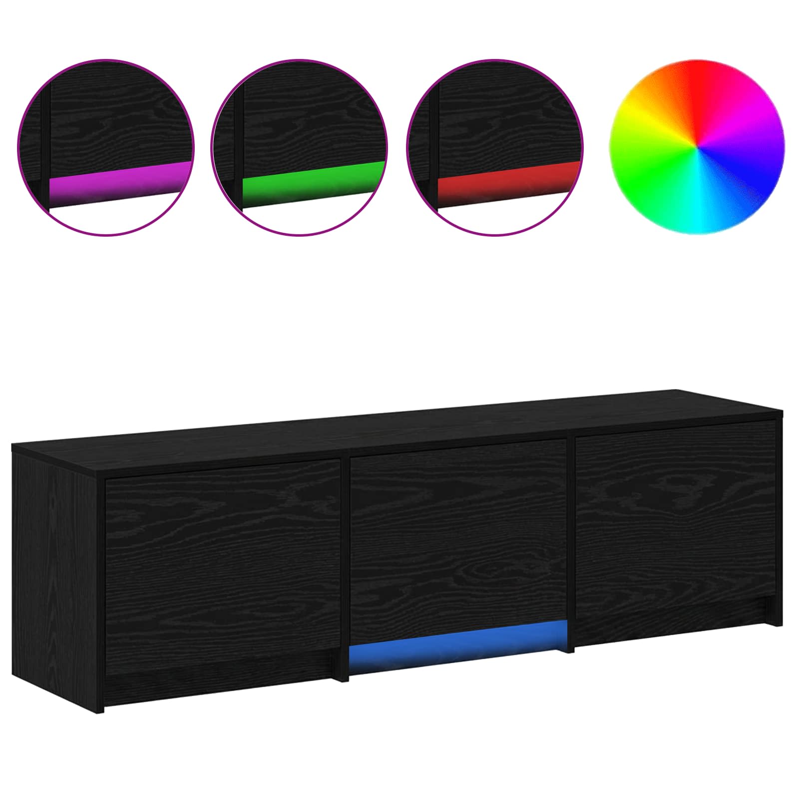 TV ormarić s LED rasvjetom Crni Hrast 140 x 34 x 40 cm