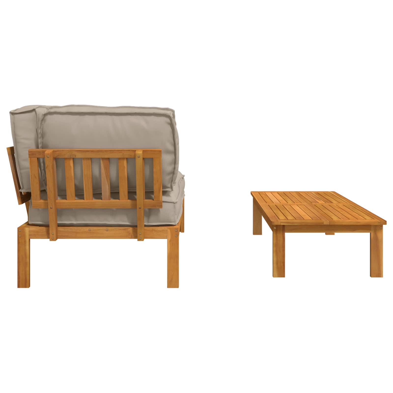 Set sofe s jastukom 2 pcs Sivo-smeđa Čvrsto drvo akacije