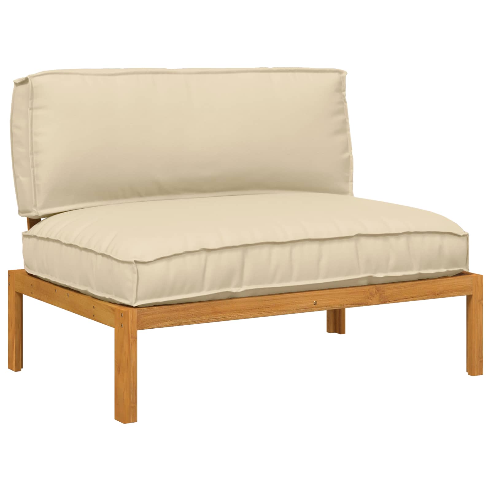 Set sofe s jastukom Bež 120 x 92 x 69 cm Čvrsto drvo akacije