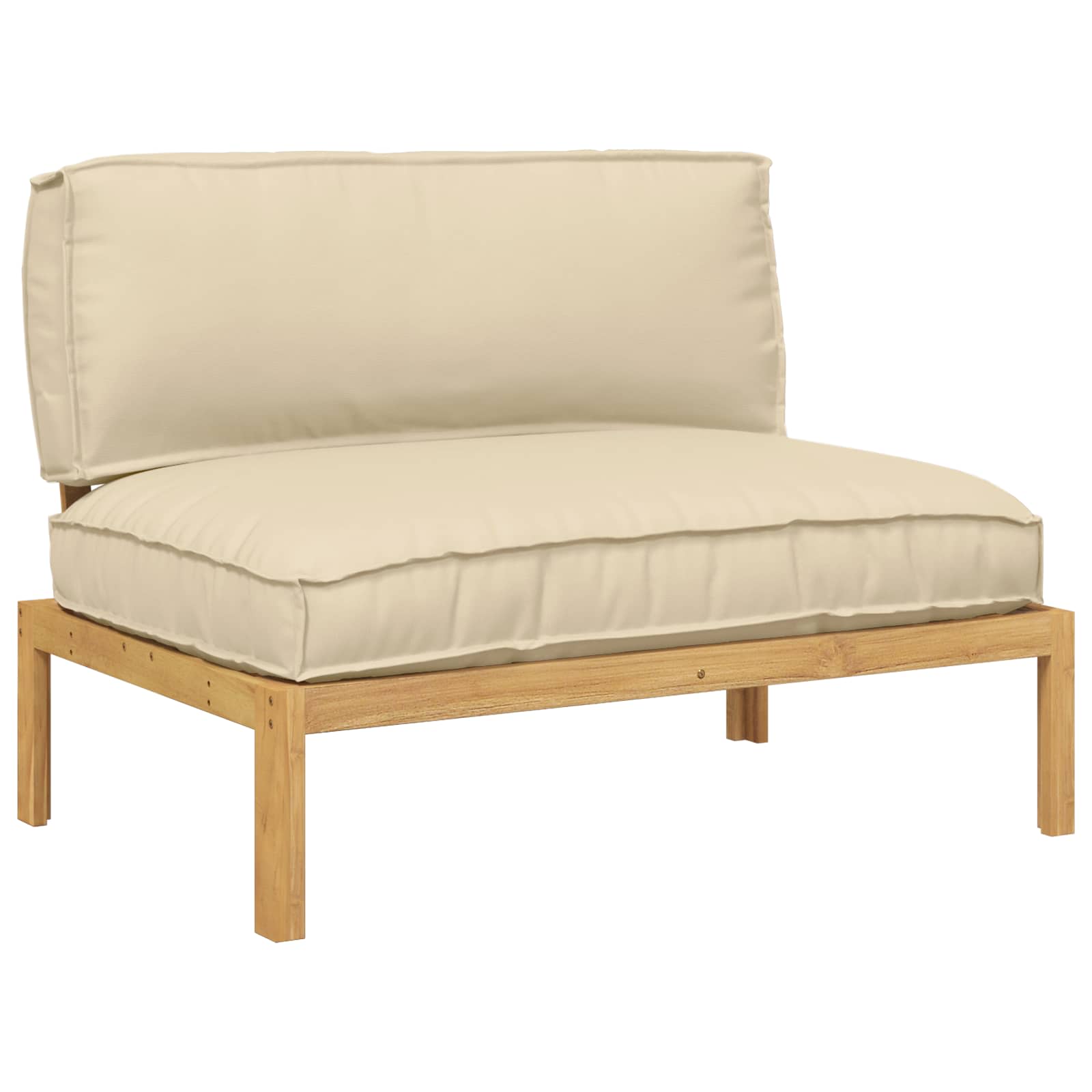 Set sofe s jastukom Bež 120 x 92 x 69 cm Čvrsto drvo akacije