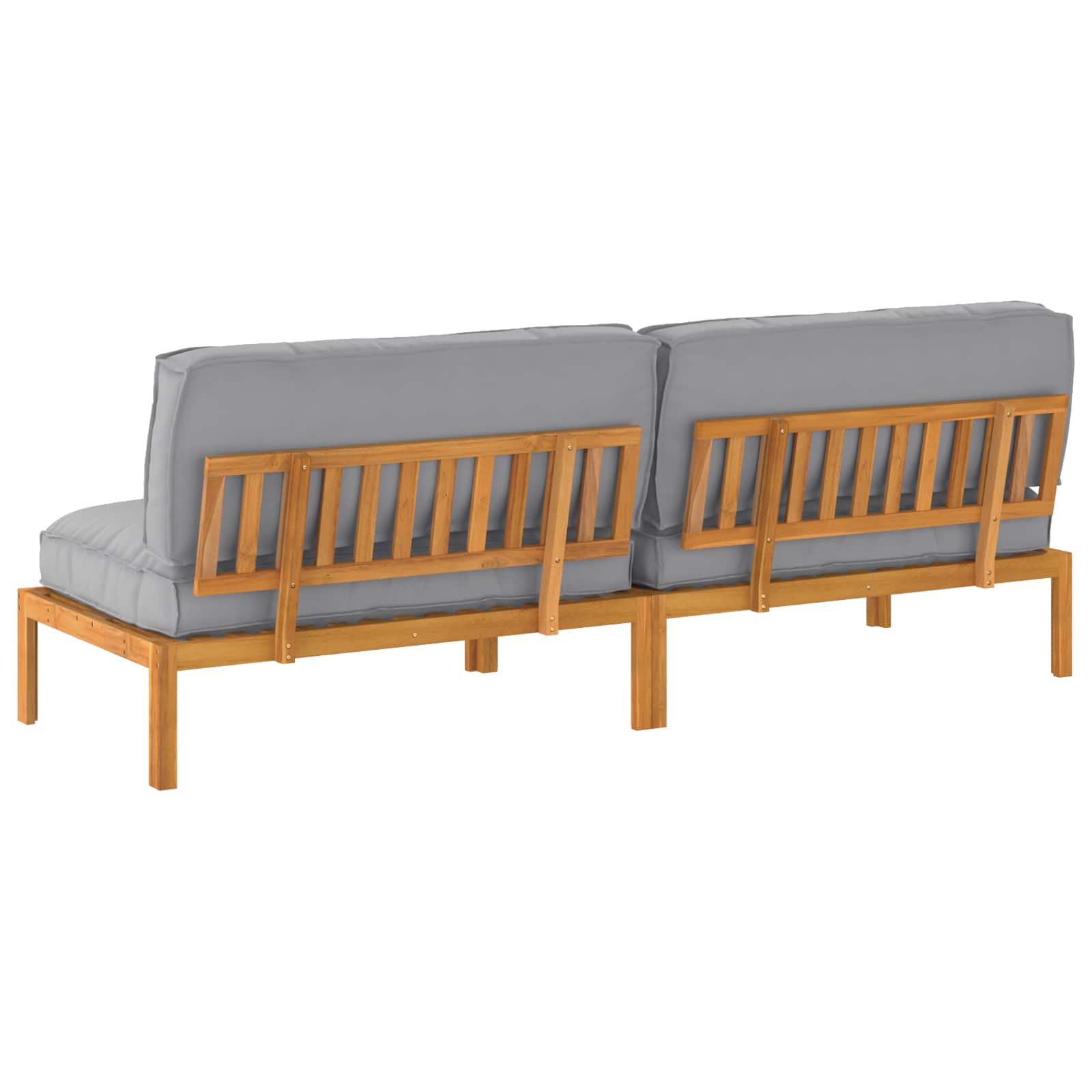 Set sofe s jastukom Jednobojno 2 pcs Siva Čvrsto drvo akacije