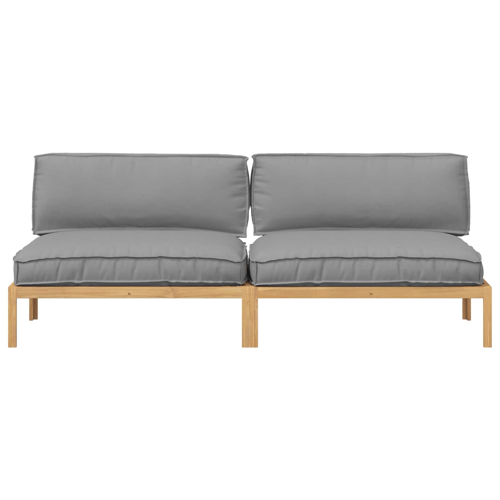Set sofe s jastukom Jednobojno 2 pcs Siva Čvrsto drvo akacije
