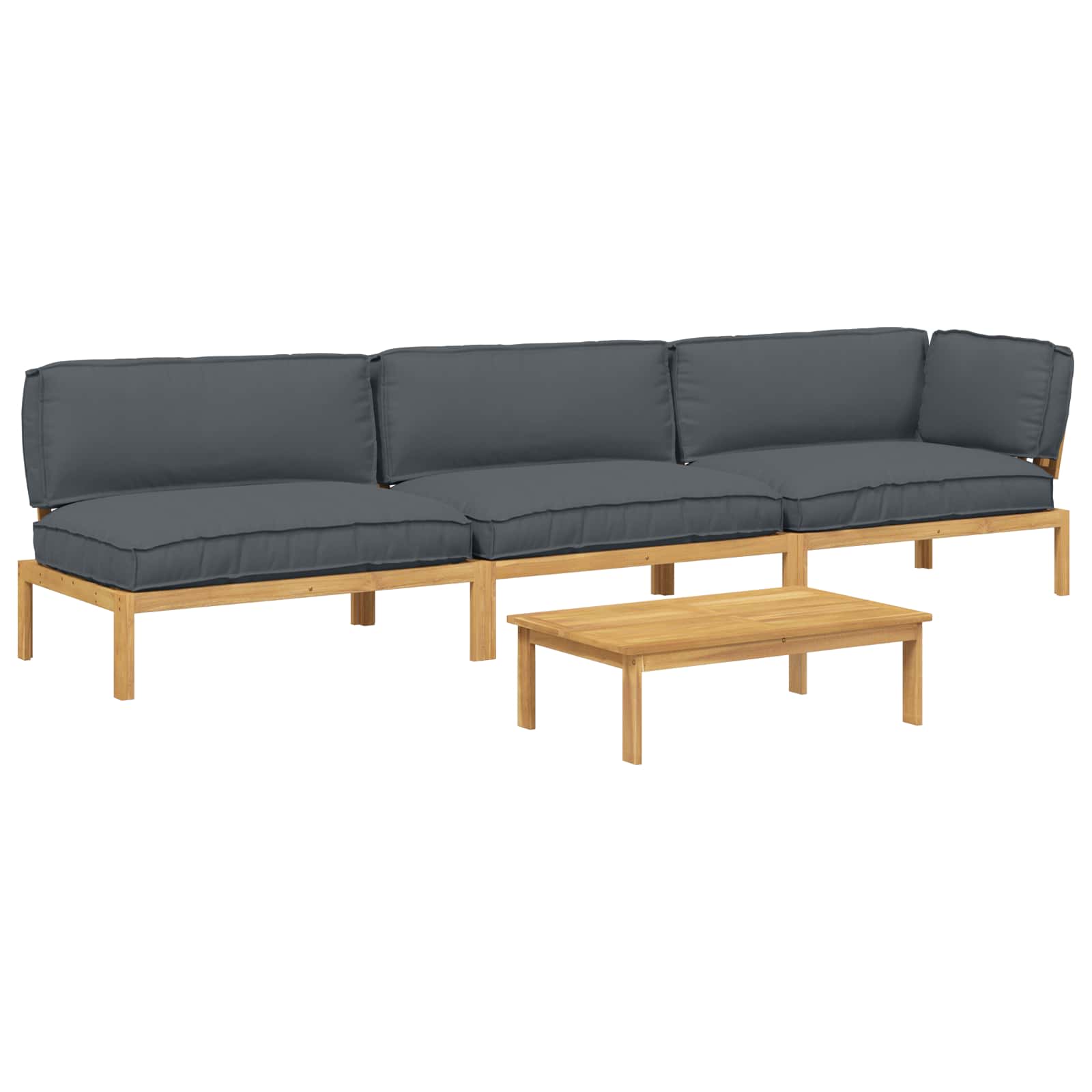 Set sofe s jastukom 4 pcs Antracit Čvrsto drvo akacije