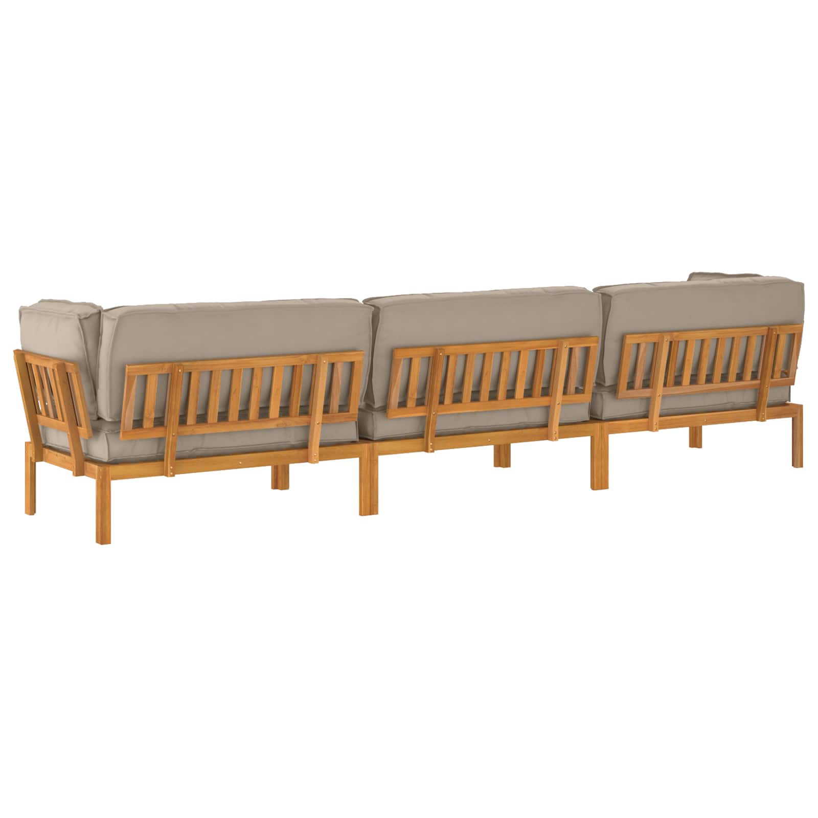 Set sofe s jastukom 4 pcs Sivo-smeđa Čvrsto drvo akacije