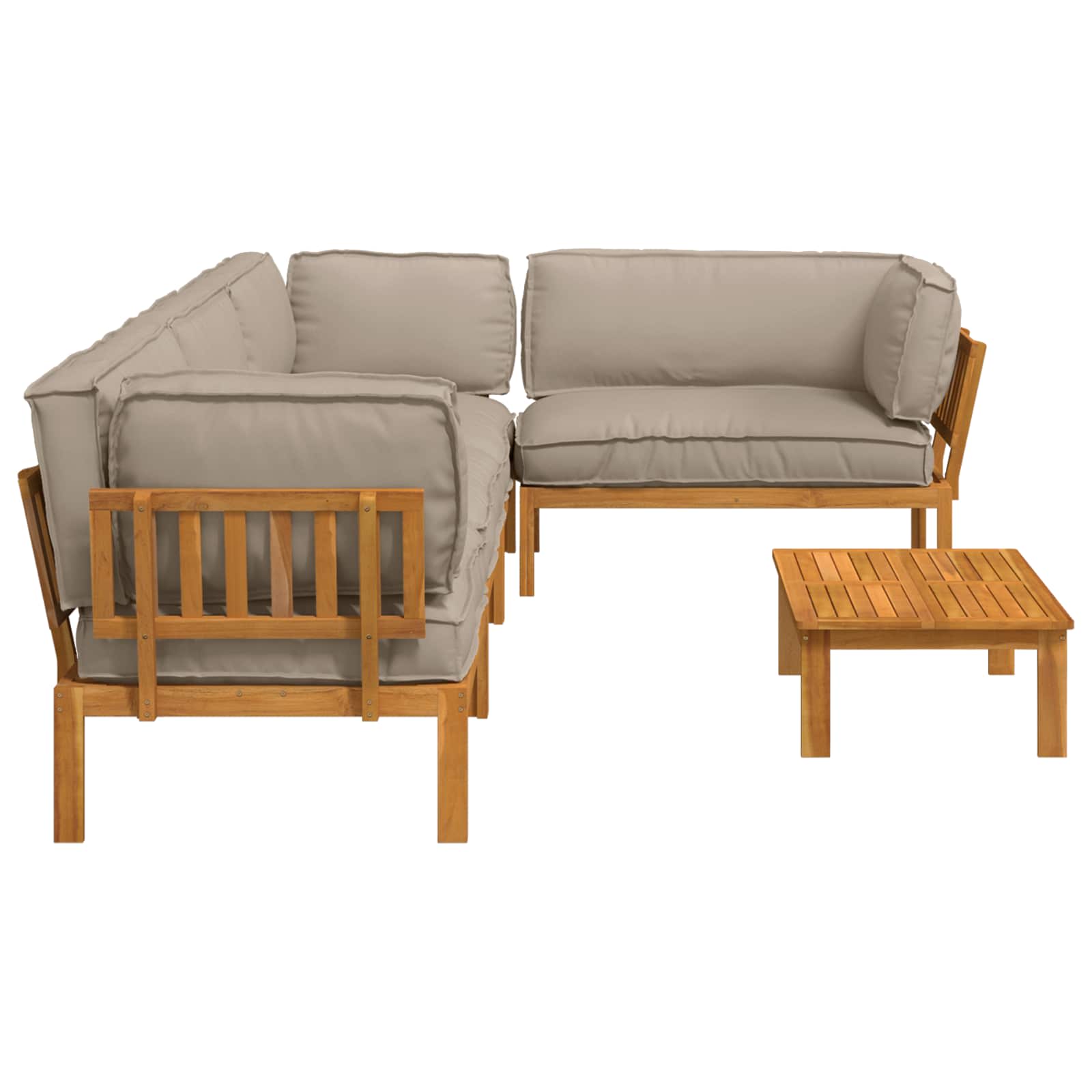 Set sofe s jastukom 5 pcs Sivo-smeđa Čvrsto drvo akacije