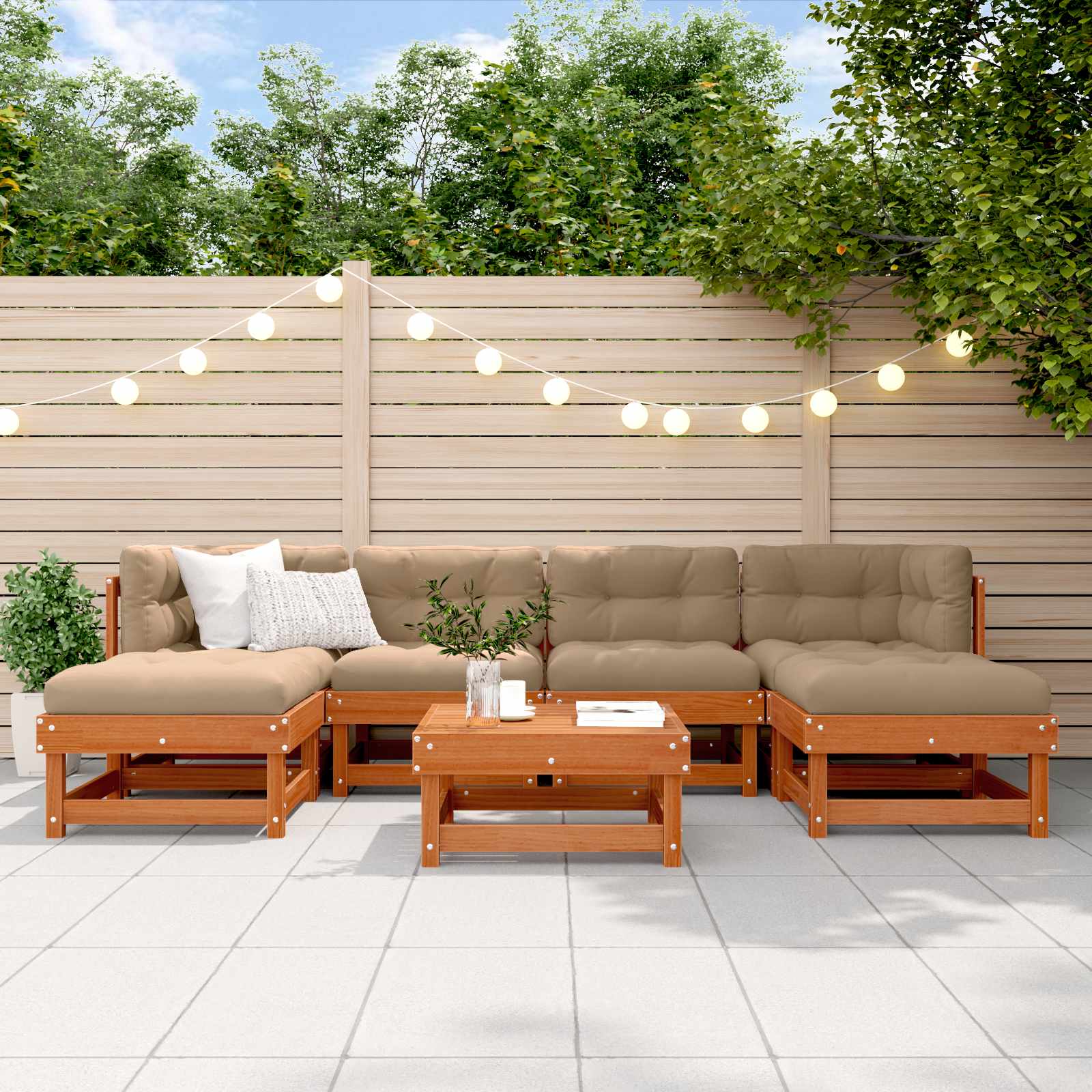 Set lounge namještaja za vrt 7 pcs Vosak Smeđa Masivna borovina