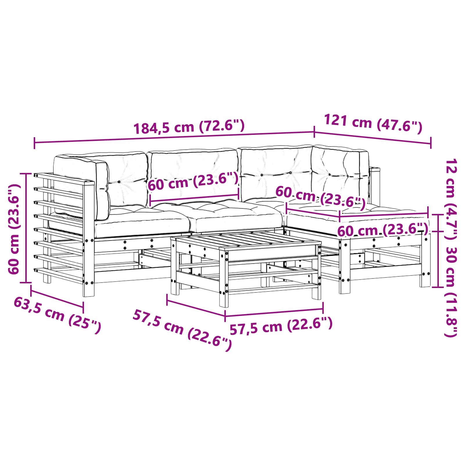 Set lounge namještaja za vrt 5 pcs Voštanosmeđa