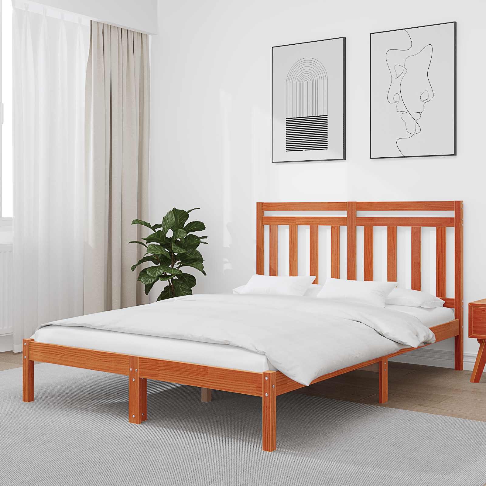 Krevetna konstrukcija Vosak smeđa 205,5 x 145,5 x 100 cm