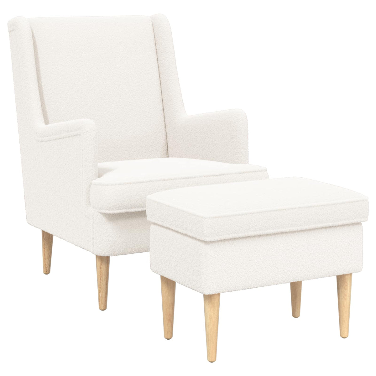 Fotelja s footstoolom 2 kom. Krem Bouclé 79 x 79 x 87,5 cm