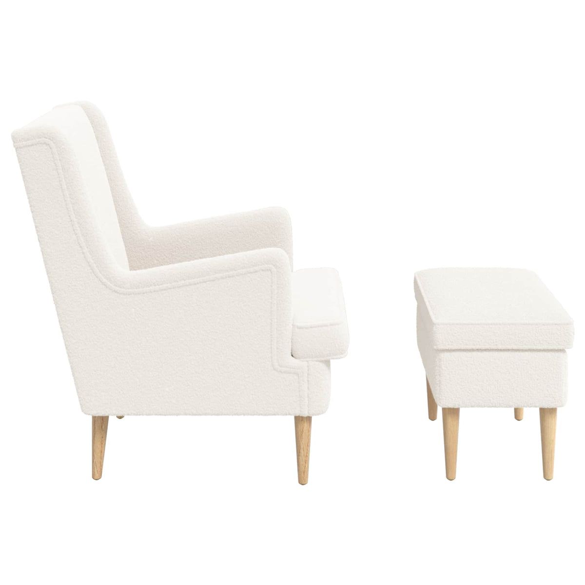 Fotelja s footstoolom 2 kom. Krem Bouclé 79 x 79 x 87,5 cm