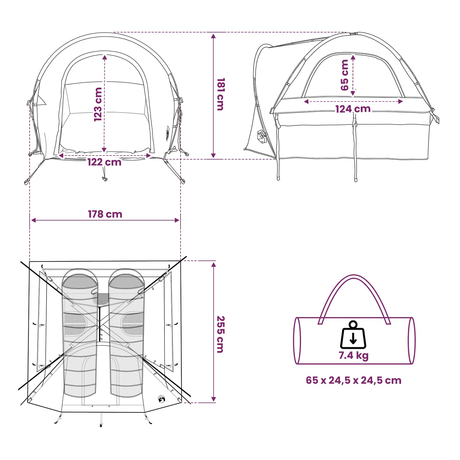 Šator za auto Zelena 200 x 170 x 170 cm Poliester i čelik