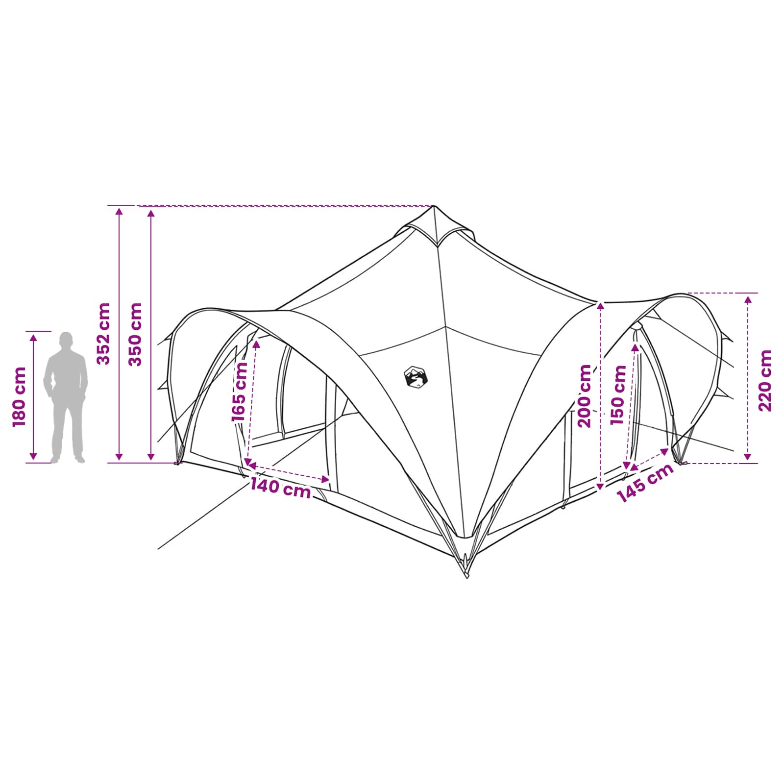 Tipi šator Siva i narančasta Za 18 osoba Poliester i čelik