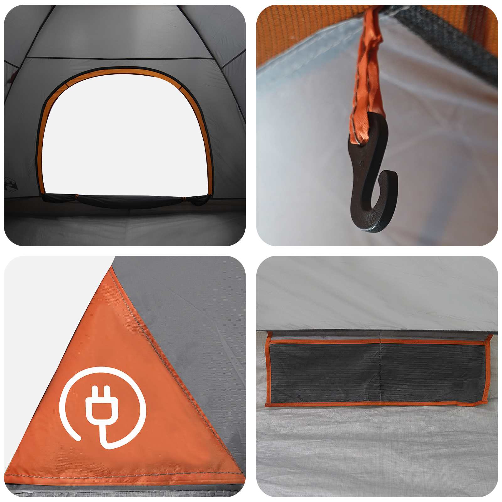 Kamping šator s krovom Siva i narančasta 275 x 215 x 125 cm