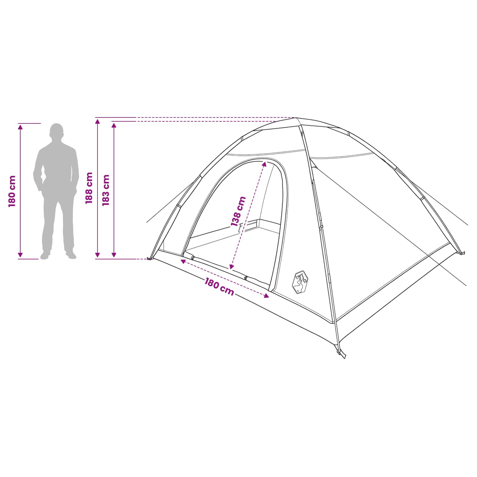 Kamping šator s krovom Zelena 335 x 275 x 180 cm