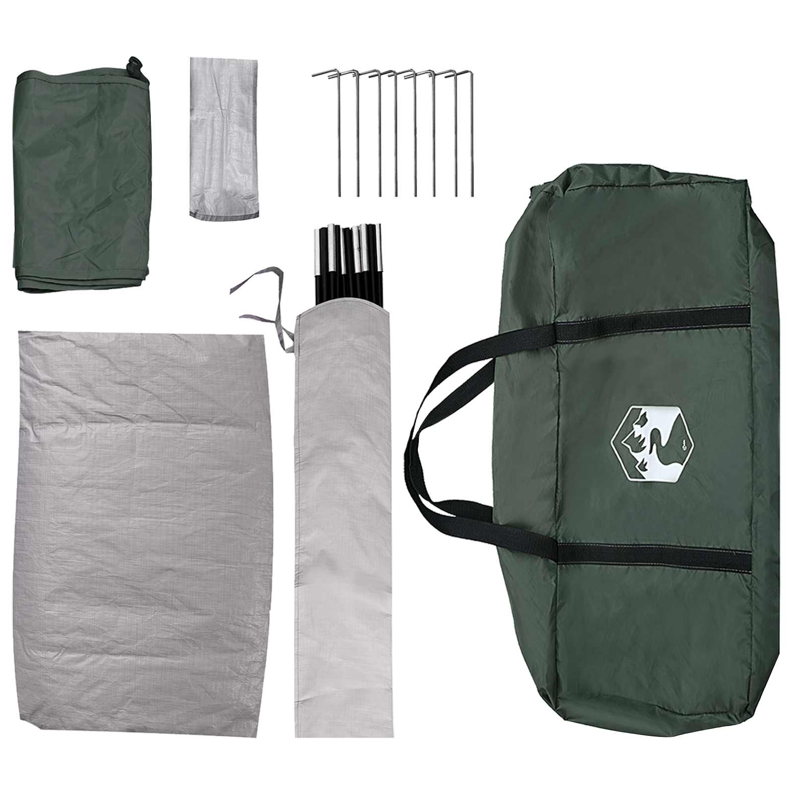 Kamping šator s krovom Maslinasto zelena 335 x 275 x 180 cm