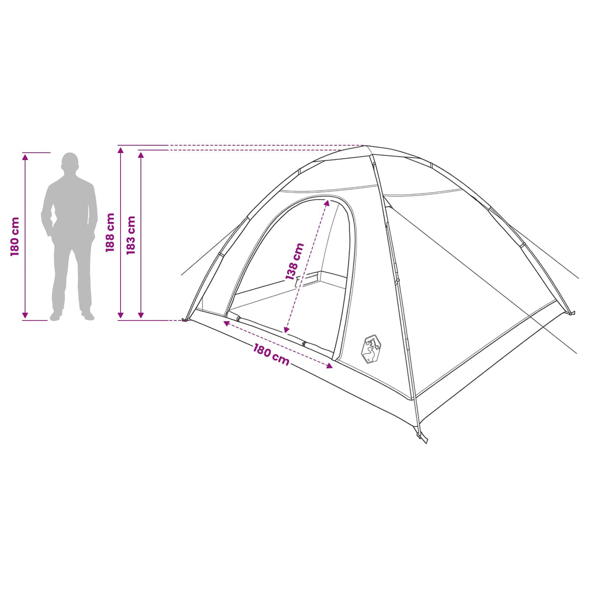 Kamping šator s krovom Bijeli Blackout 335 x 275 x 180 cm