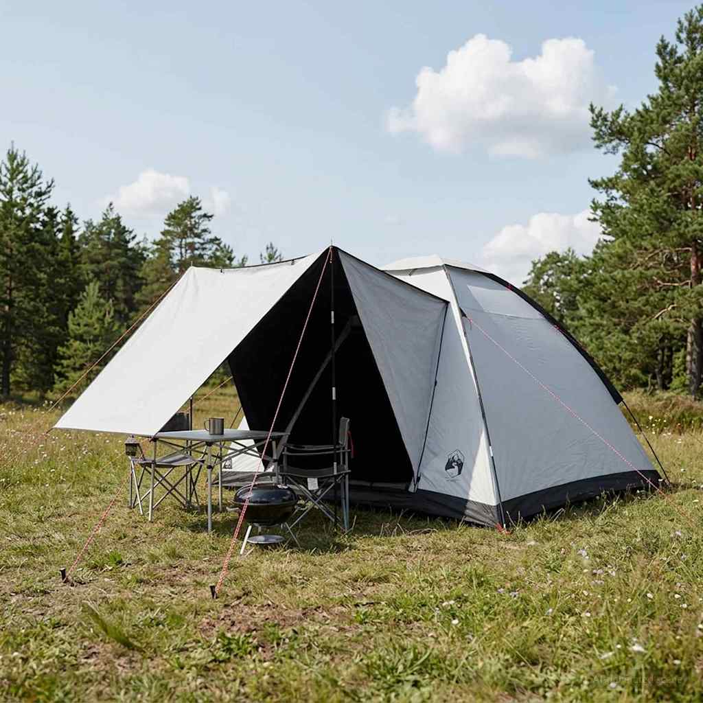 Kamping šator 4-osobni Bijeli Blackout Poliester i čelik