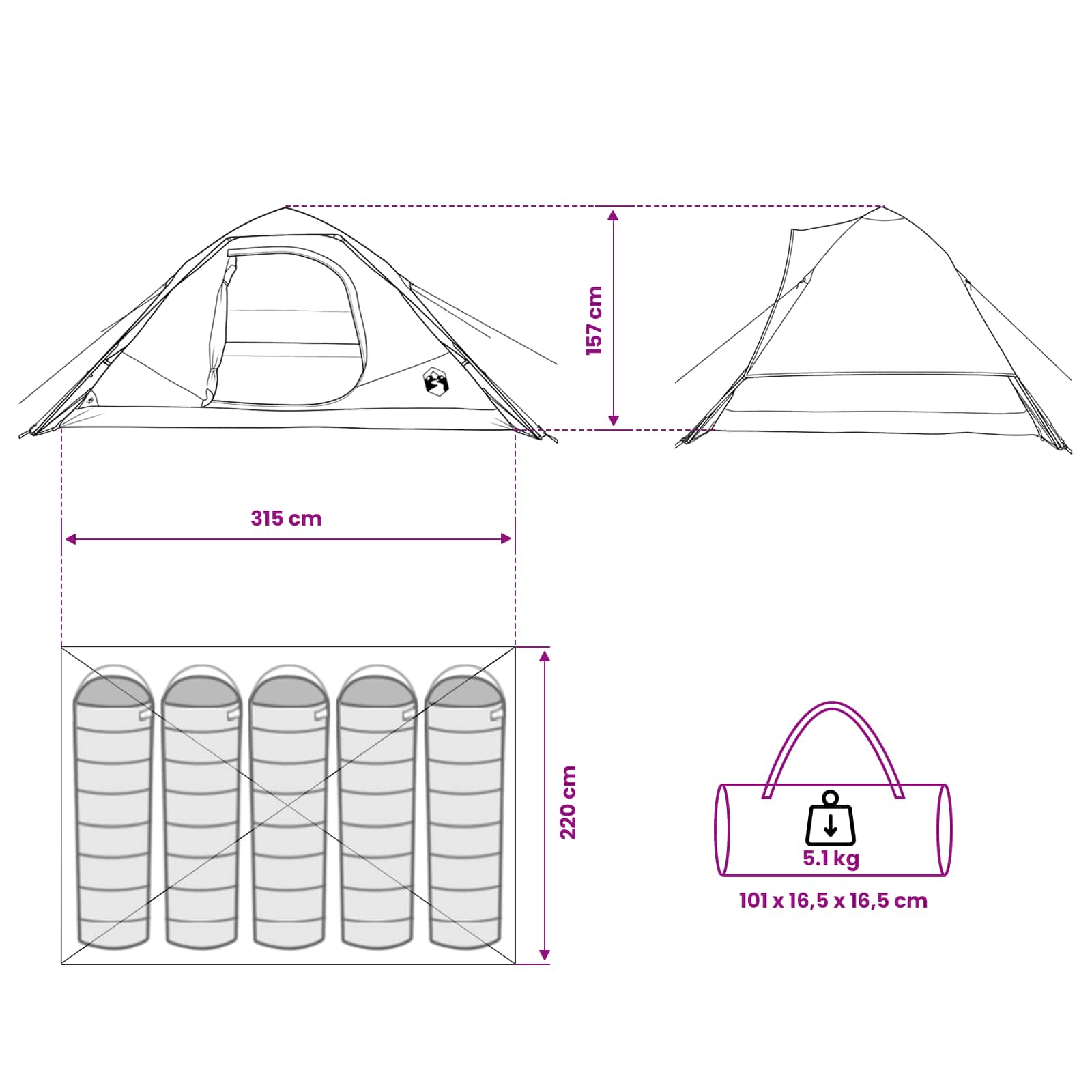 Instant šator s krovom Maslinasto zelena 305 x 215 x 140 cm