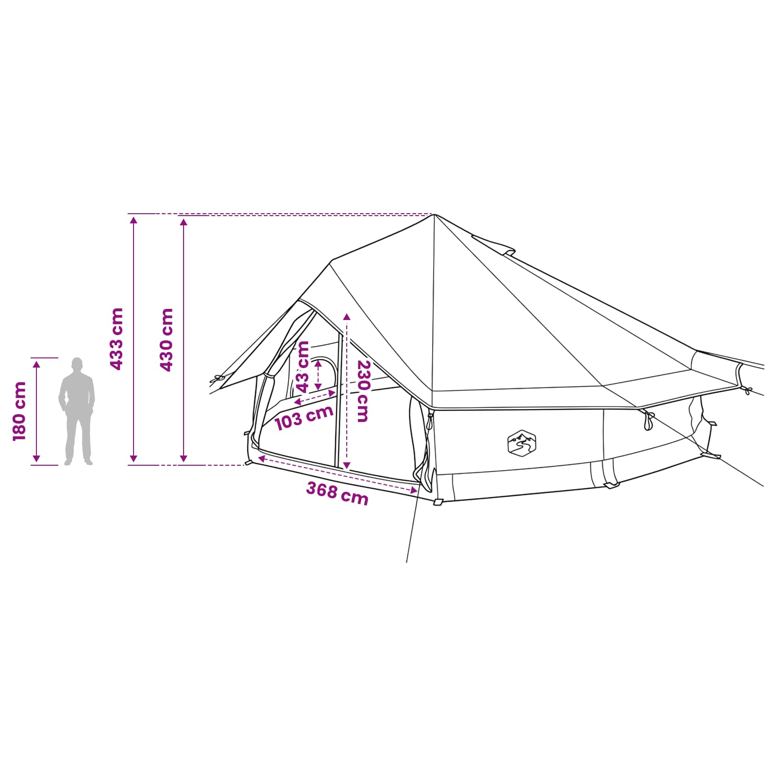 Tipi šator s krovom Siva i narančasta 800 x 800 x 430 cm