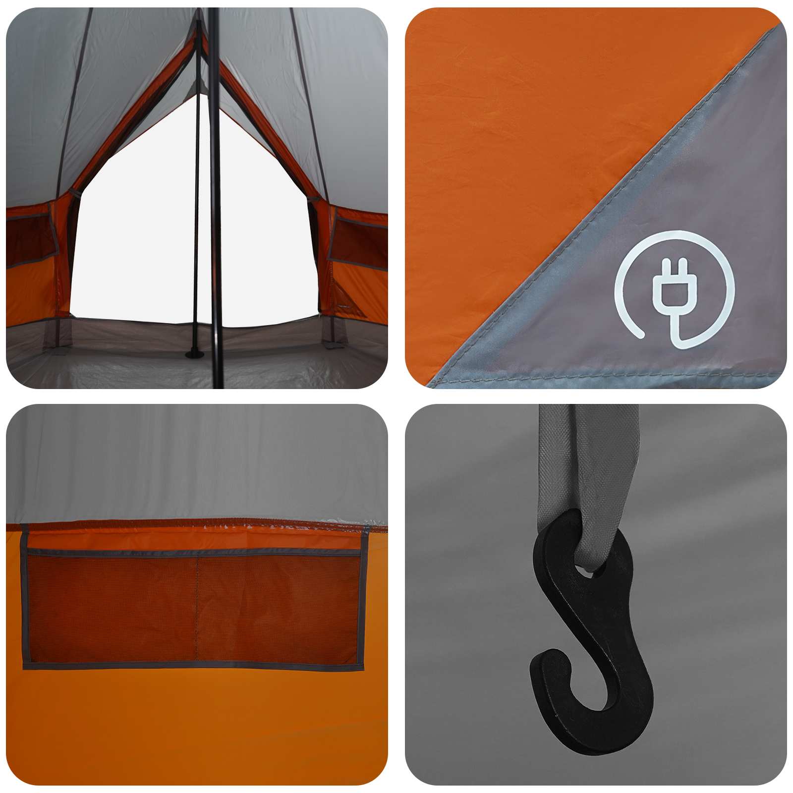 Tipi šator Siva i narančasta 250 x 250 cm Poliester i čelik