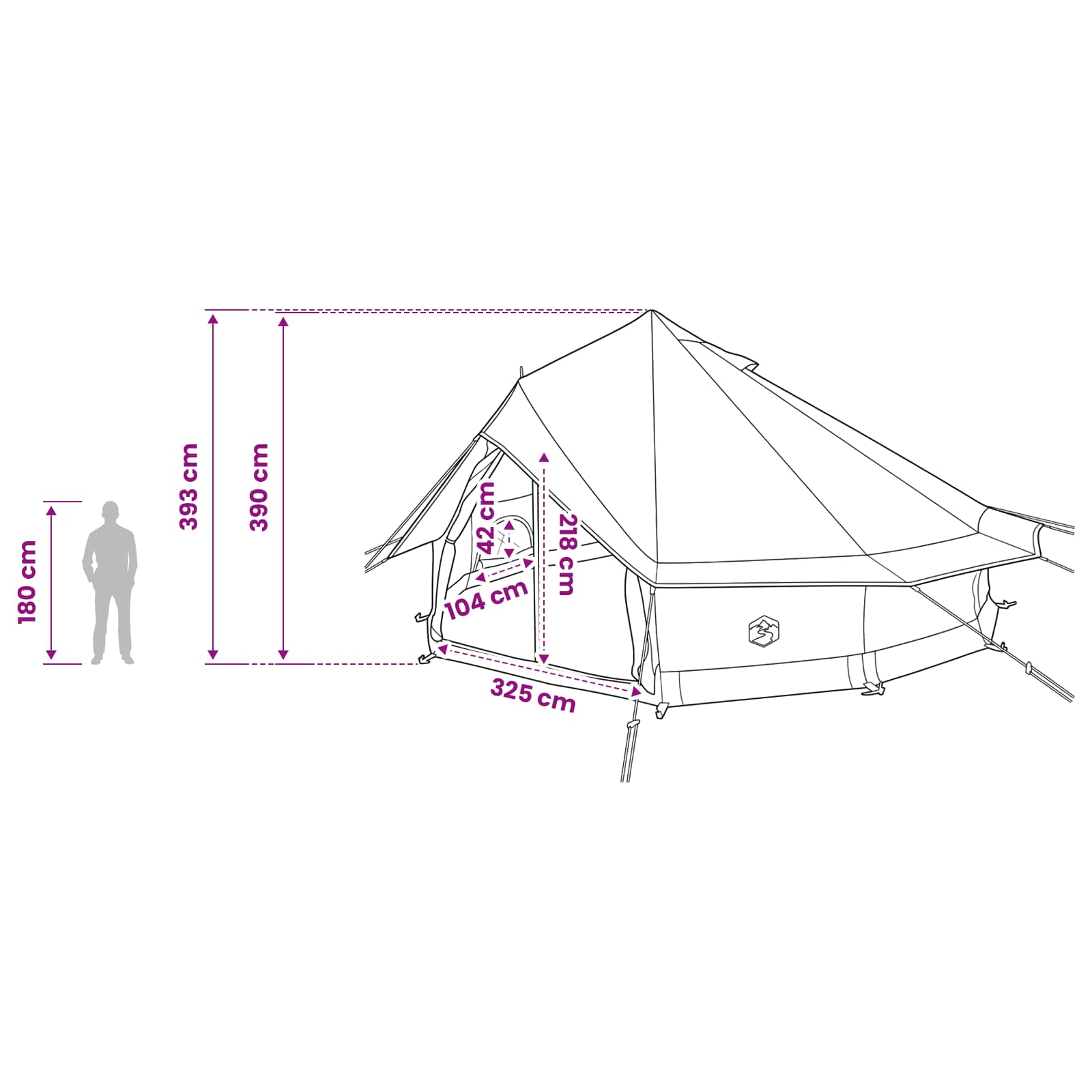 Tipi šator Smeđa siva 700 x 700 x 395 cm Poliester i čelik