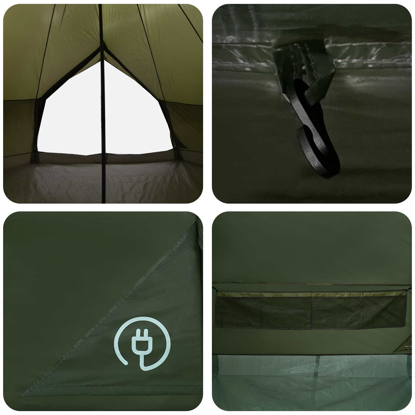 Tipi šator s krovom Maslinastozelena 300 x 300 x 200 cm
