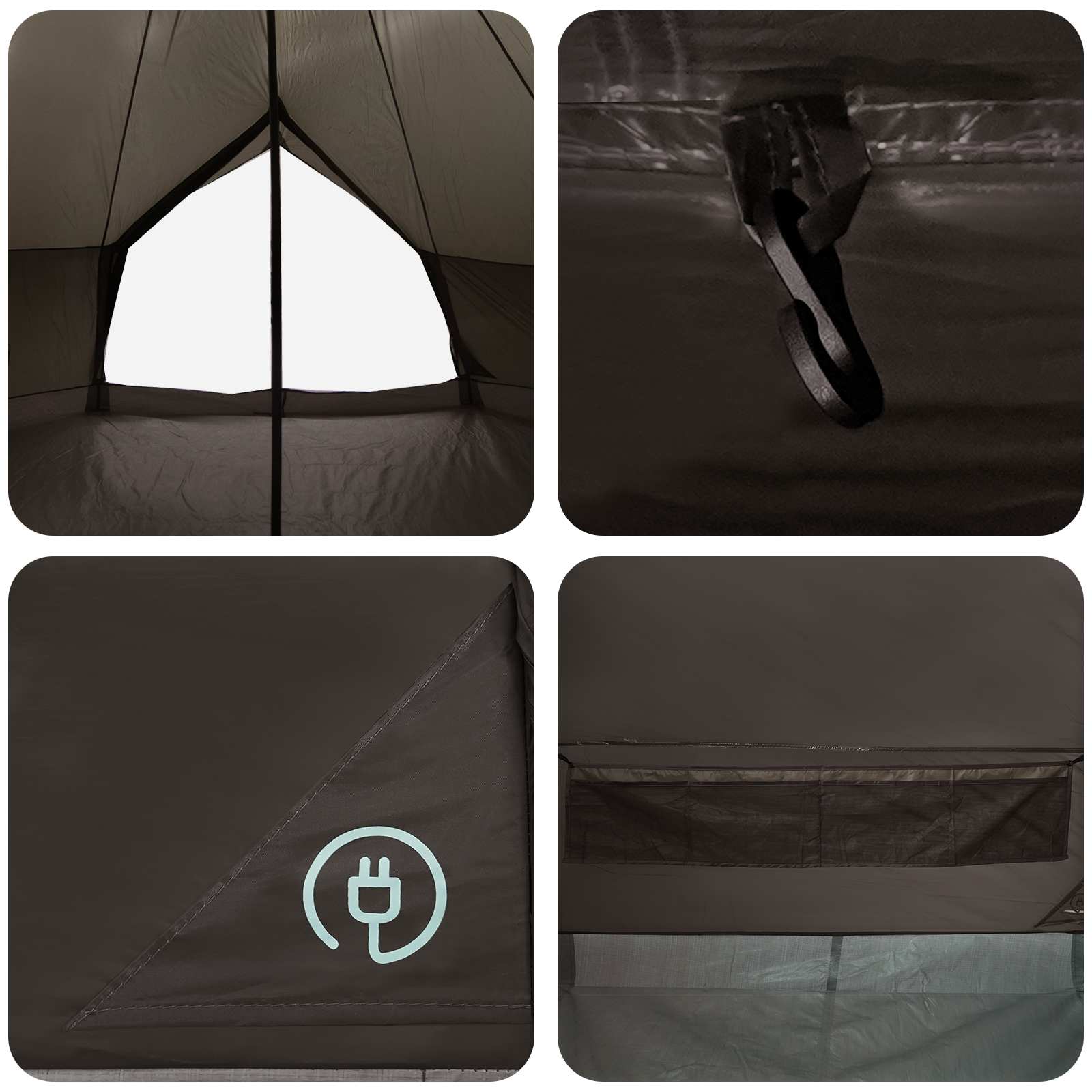 Tipi šator Smeđa siva 300 x 300 x 200 cm Poliester i čelik