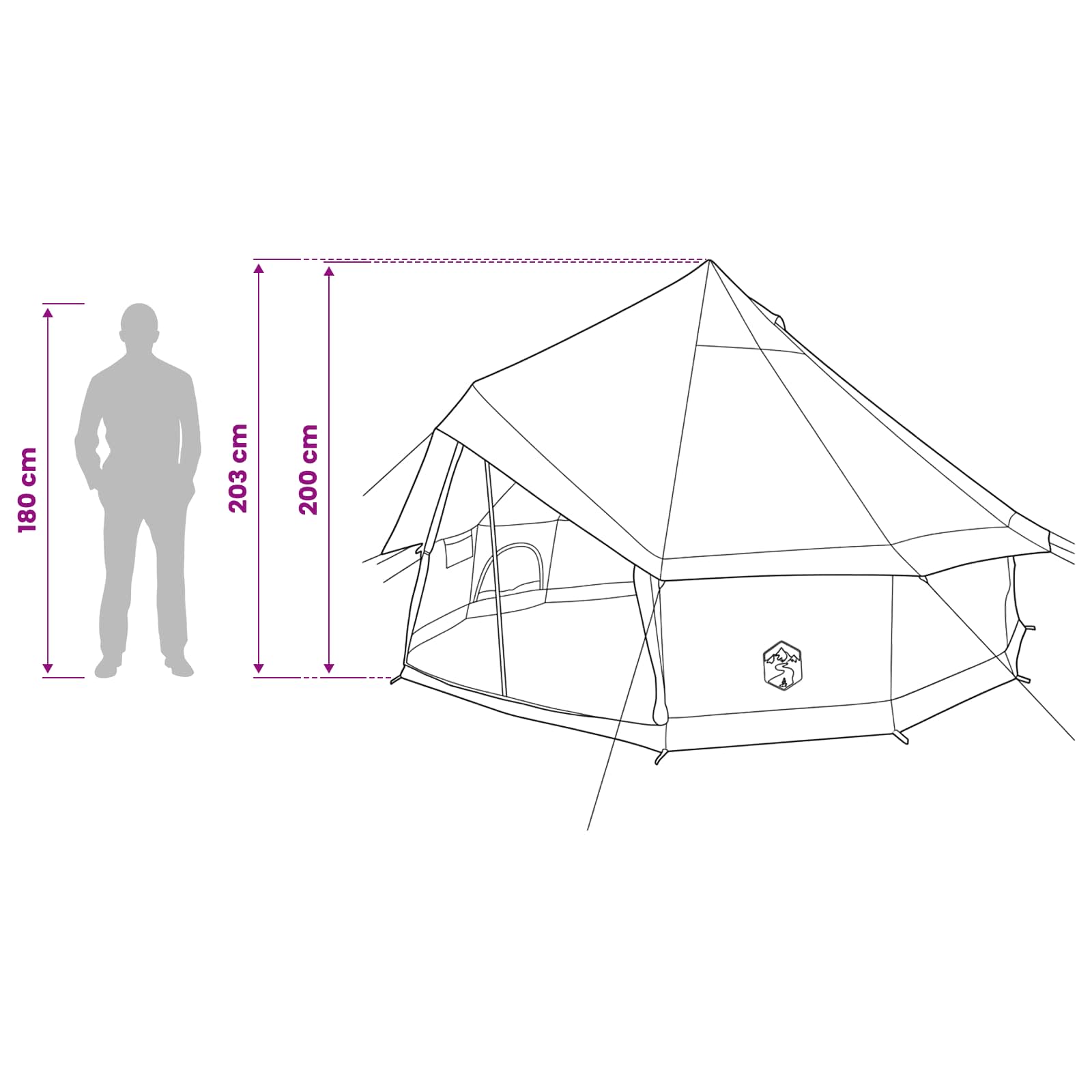 Tipi šator Smeđa siva 300 x 300 x 200 cm Poliester i čelik