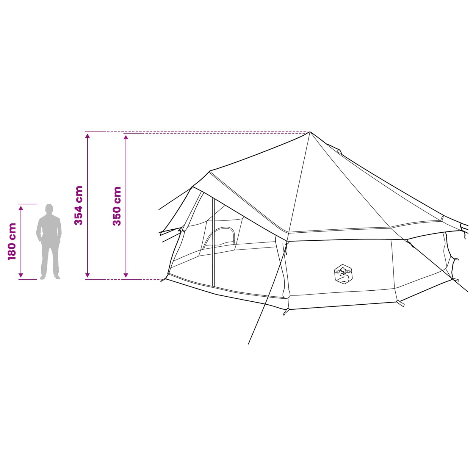 Tipi šator Smeđa siva 600 x 600 x 350 cm Poliester i čelik