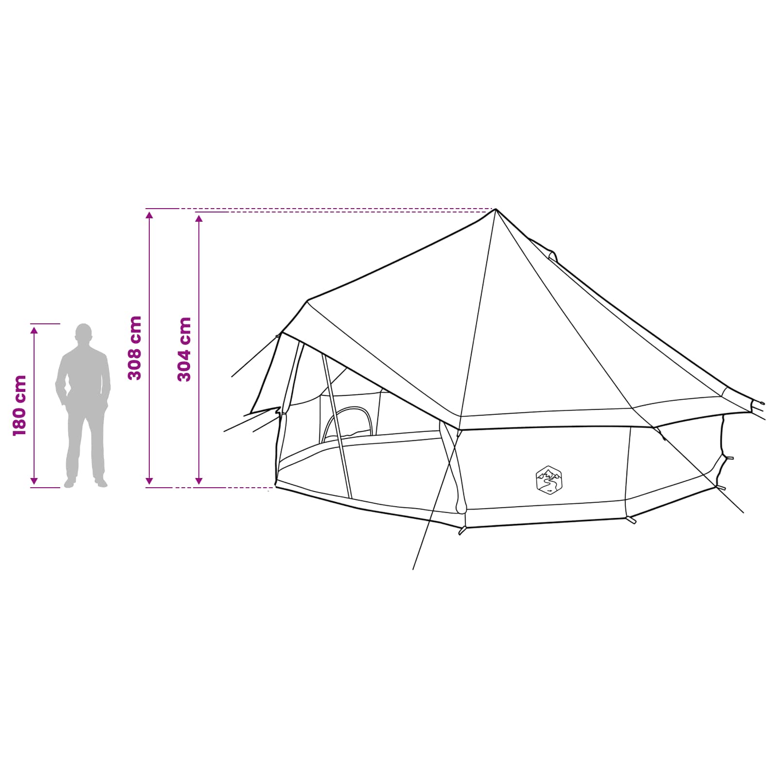 Tipi šator s krovom Maslinastozelena 500 x 500 x 300 cm