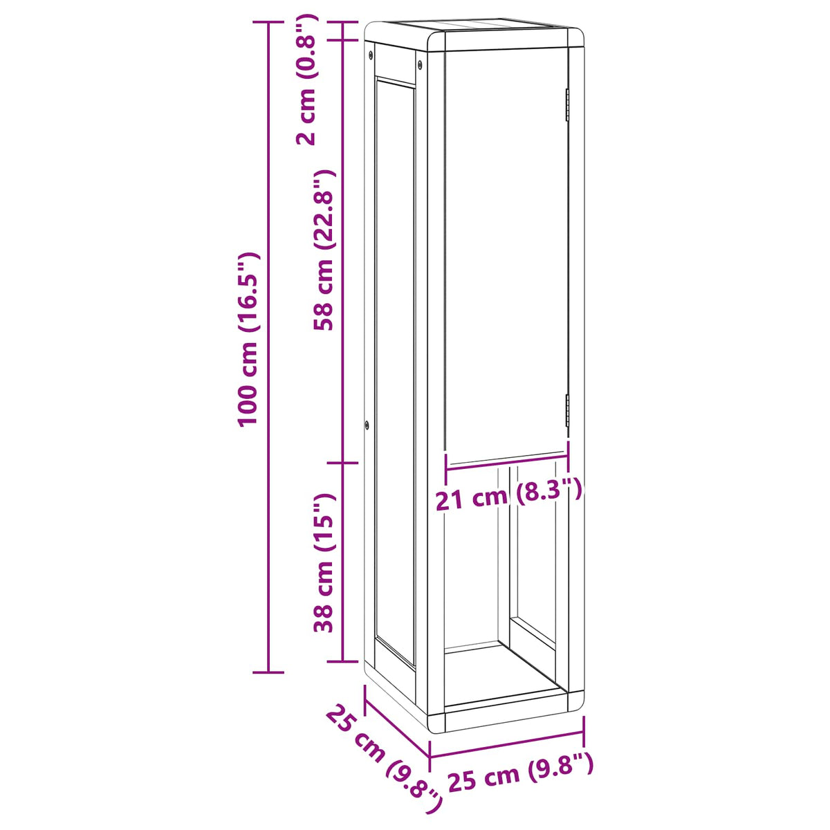 Ormar za kupaonicu Prirodna 25 x 25 x 100 cm Čvrsto teak drvo