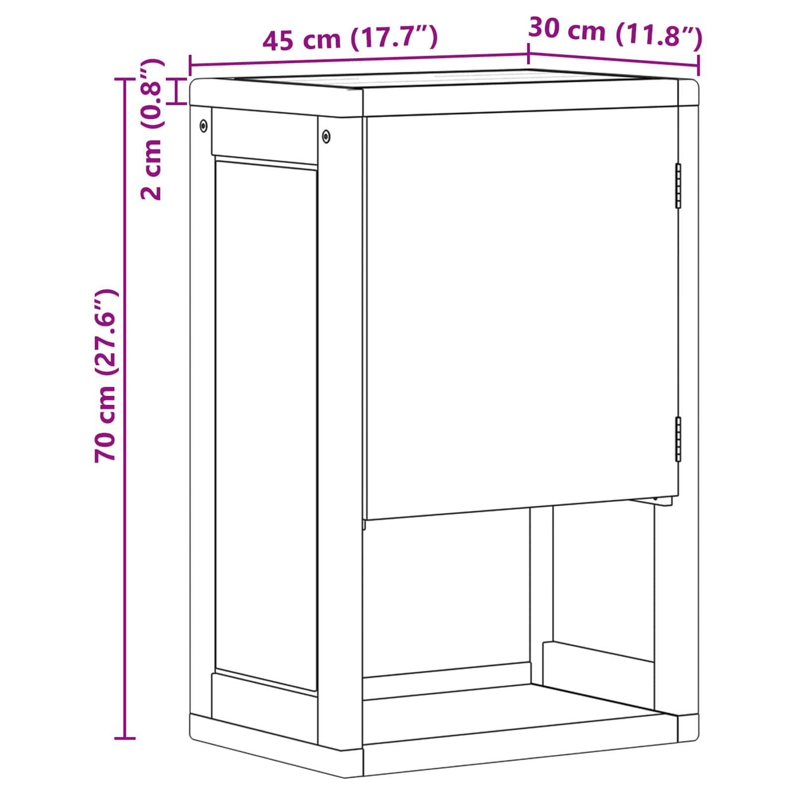 Ormar za kupaonicu Prirodna 45 x 30 x 70 cm Čvrsto teak drvo