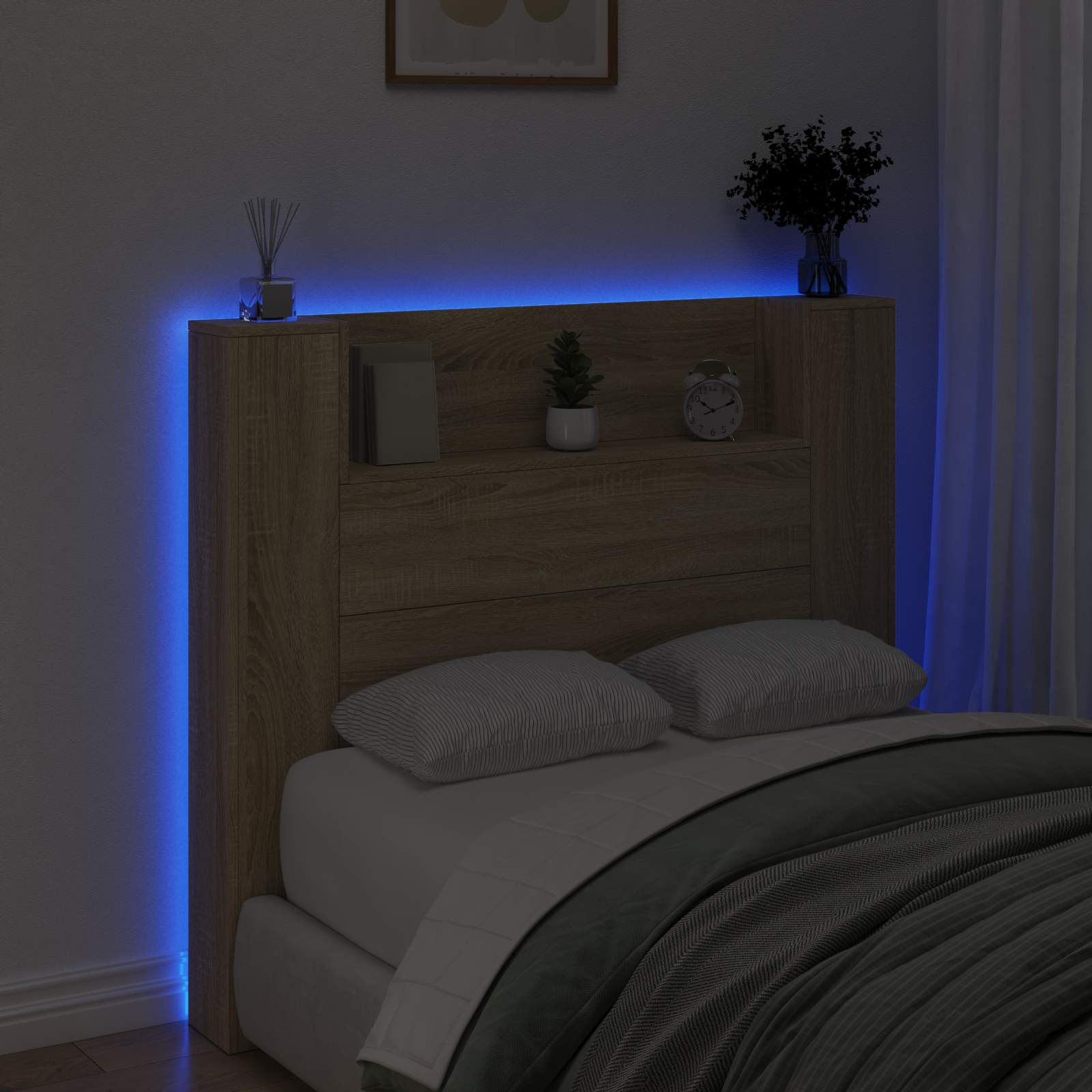 Krevetna ploča s LED-om s policom Sonoma 120 x 16,5 x 103,5 cm