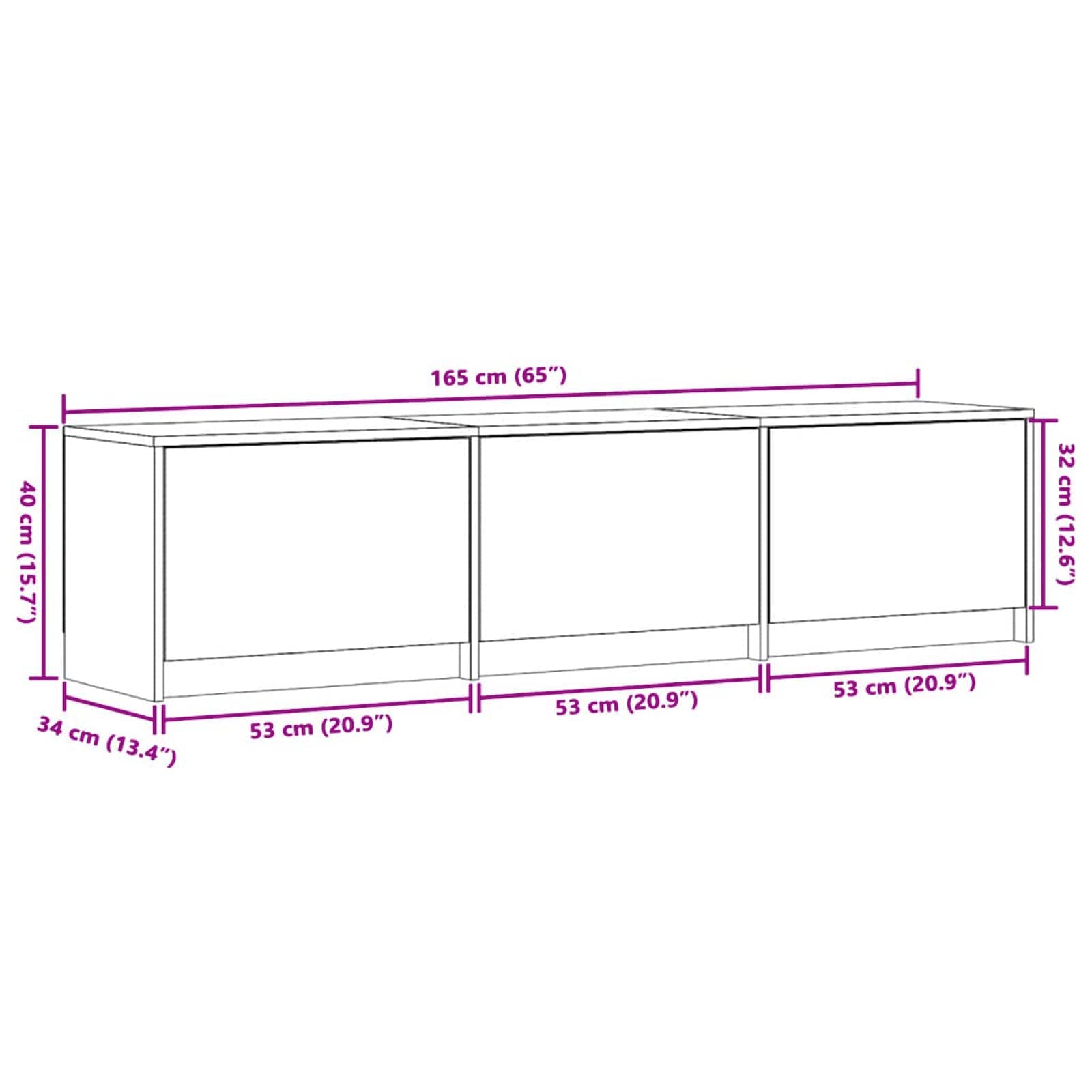 TV ormar s ladicama Sonoma 165 x 34 x 40 cm Konstruirano drvo