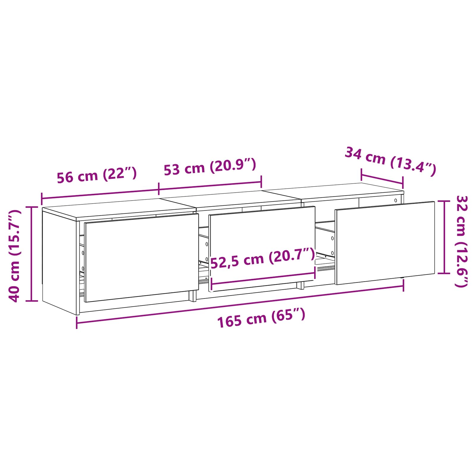 TV ormar Crni hrast 165 x 34 x 40 cm Konstruirano drvo