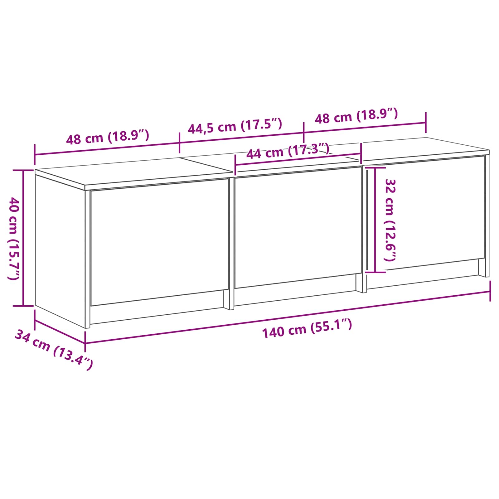 TV ormar 140 x 34 x 40 cm Staro drvo Konstruirano drvo