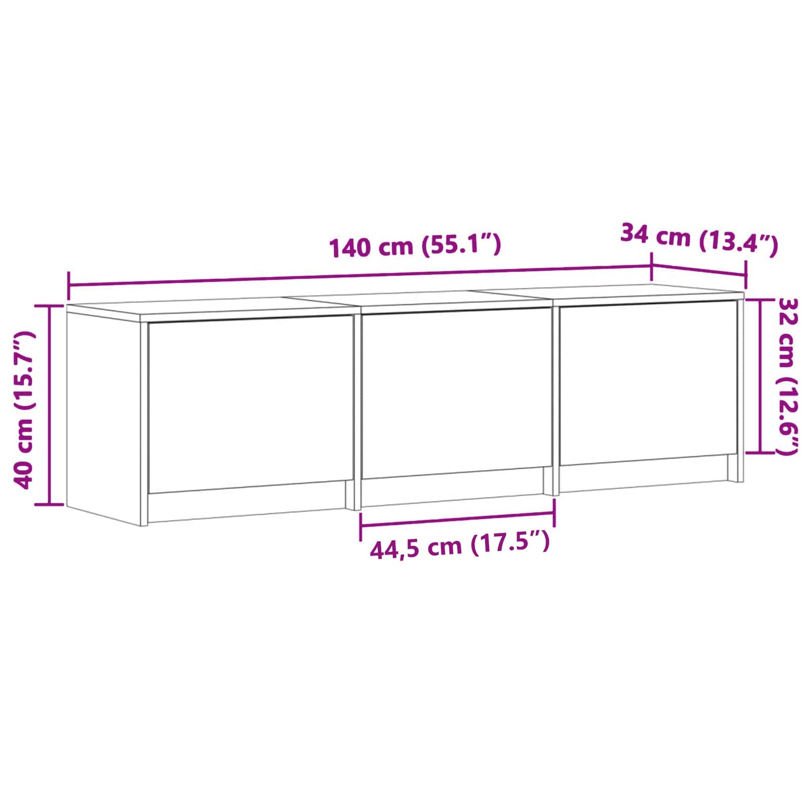 TV ormar Siva Sonoma 140 x 34 x 40 cm Konstruirano drvo