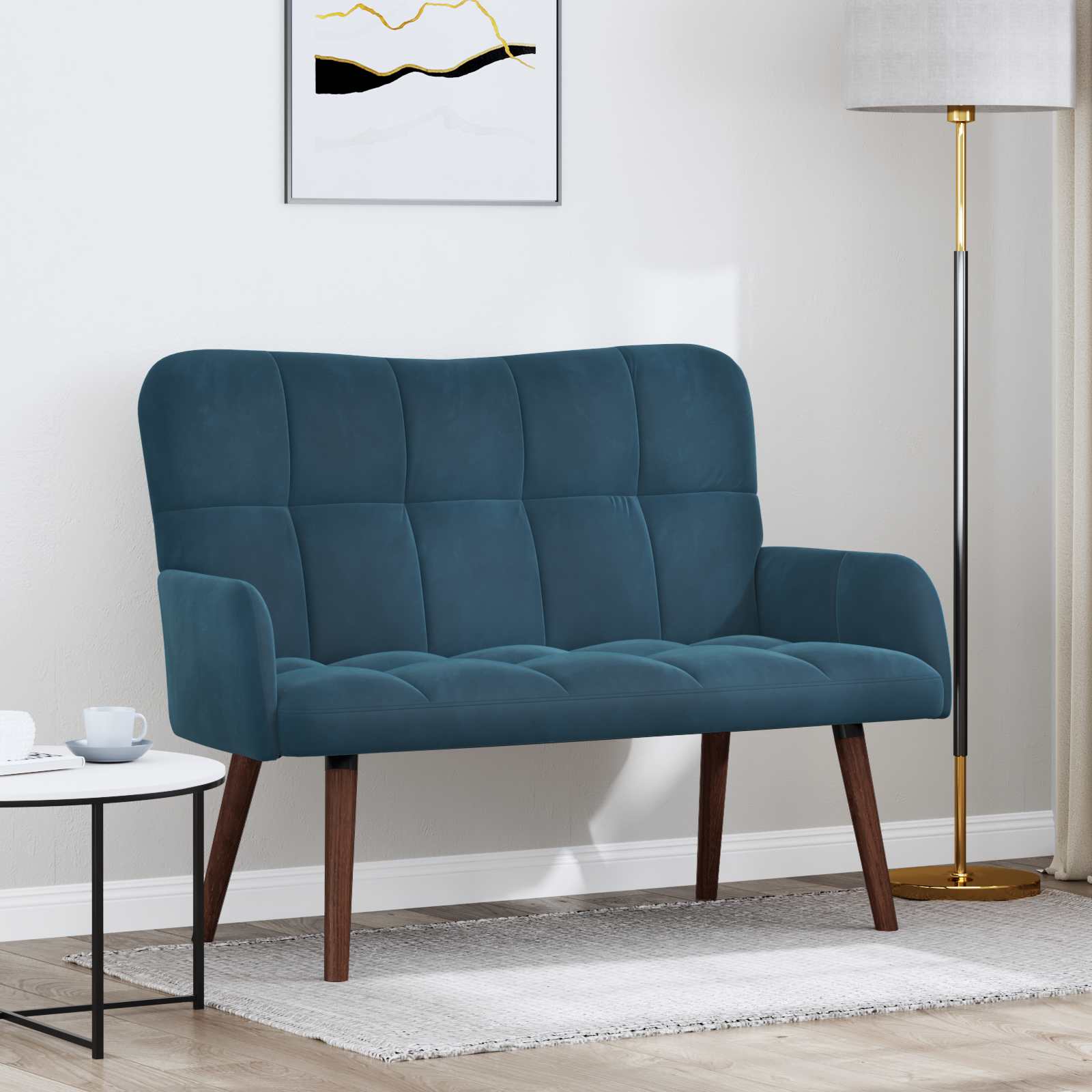 Sofa za dvije osobe Plava 115 x 61 x 87 cm Baršun