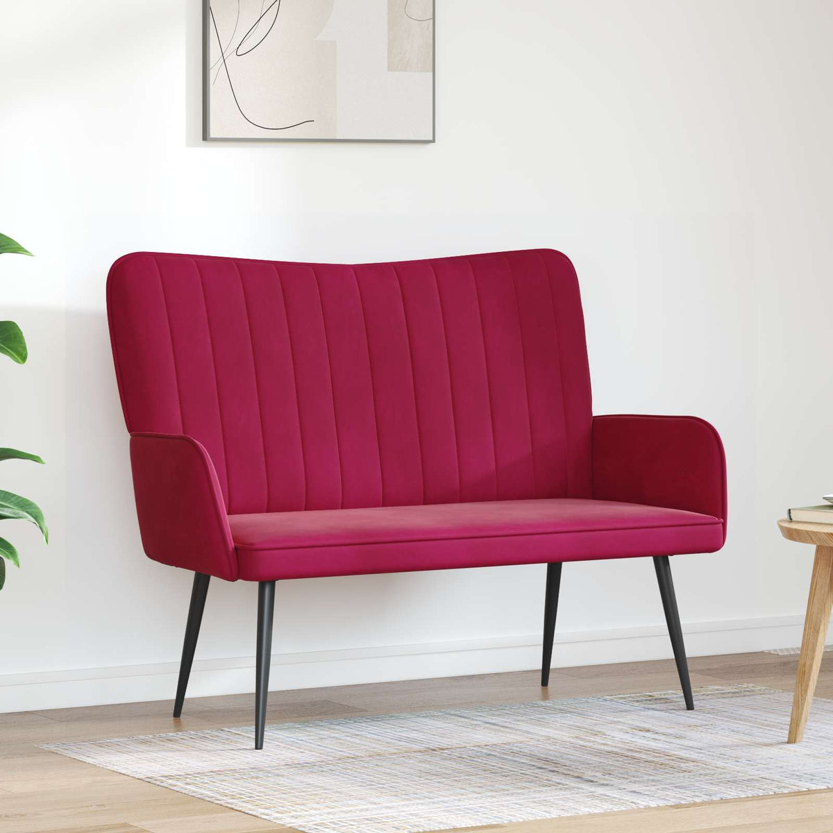 Sofa za dvije osobe Vinska crvena 115 x 61 x 87 cm Baršun
