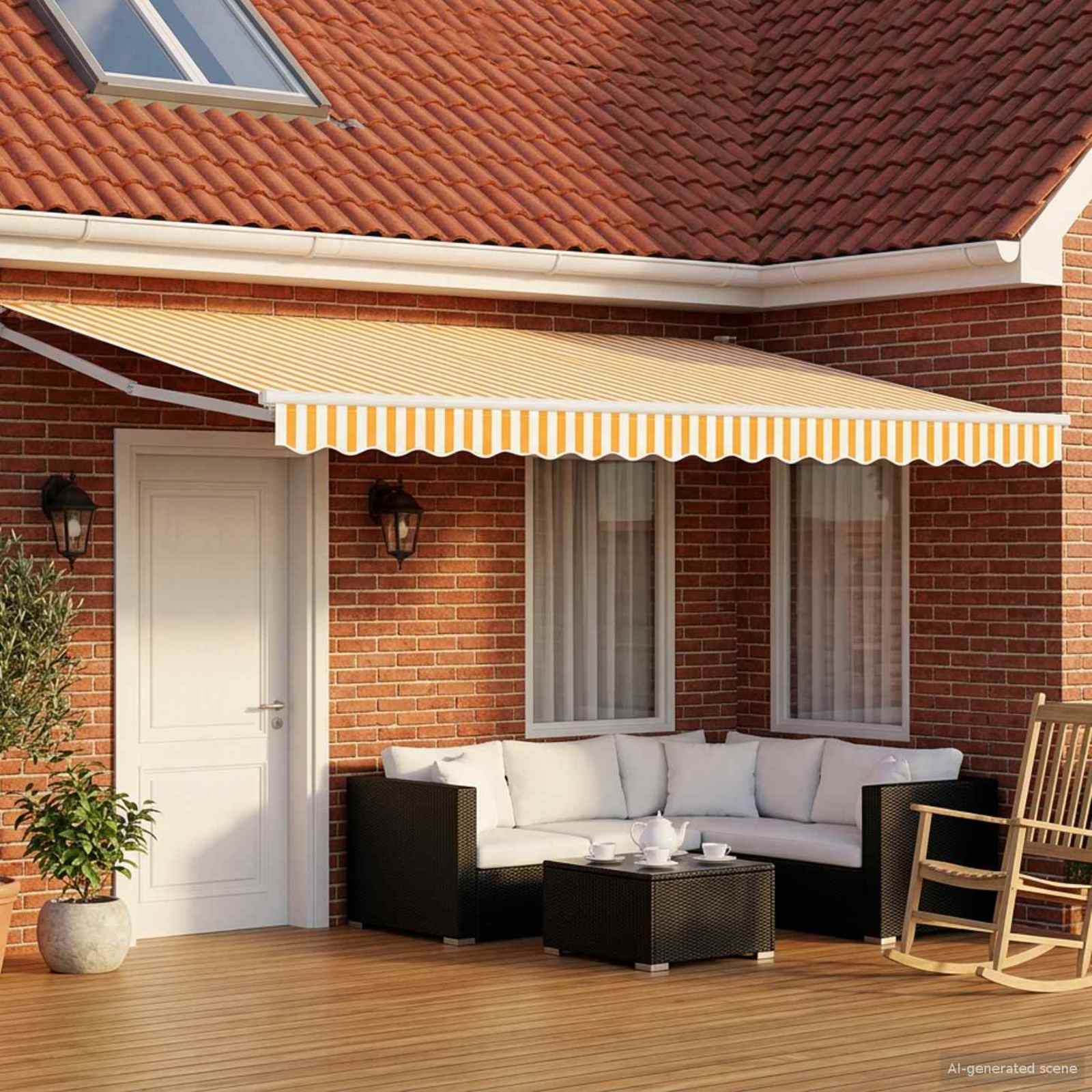 Ručna zlačivna tenda s LED diodama Žuta i bijela 4 x 2 m