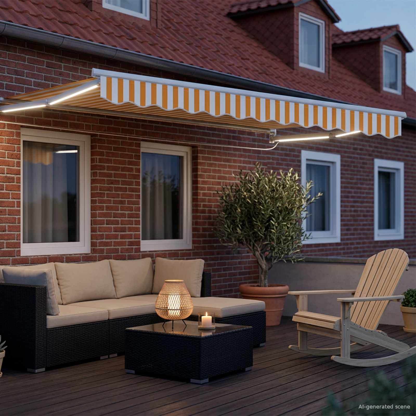 Ručna zlačivna tenda s LED diodama Žuta i bijela 3 x 2,5 m