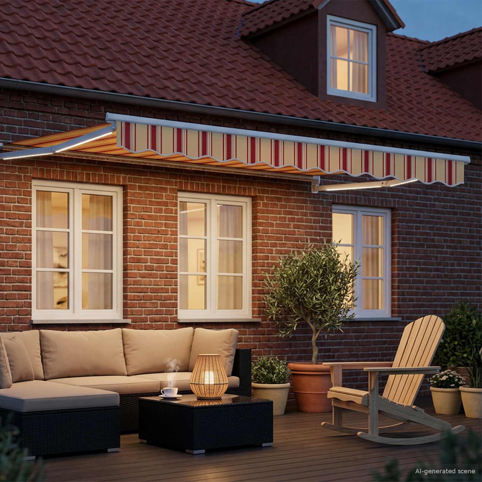 Ručna zlačivna tenda s LED diodama Šareni 3,5 x 2,5 m