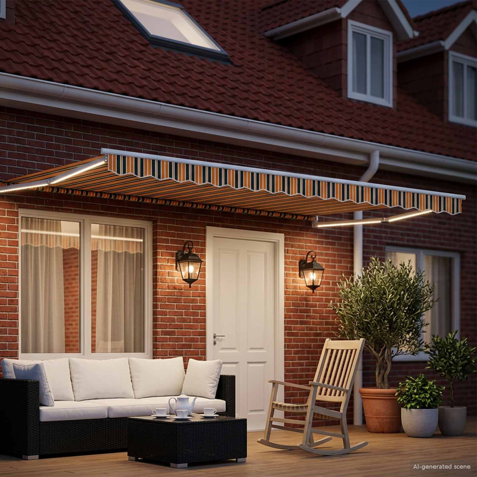 Ručna zlačivna tenda s LED diodama Zelena, Žuta, Bijela 5 x 3 m