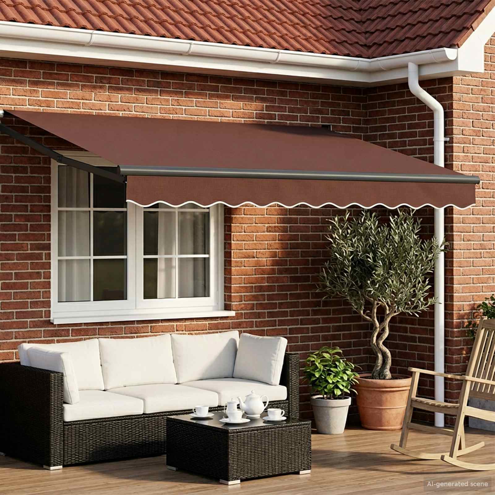 Ručna zlačivna tenda s LED diodama Smeđa i antracit 3 x 2,5 m