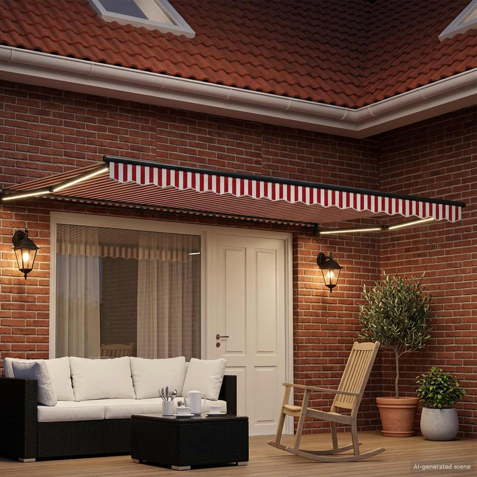 Ručna zlačivna tenda s LED diodama 5 x 3 m