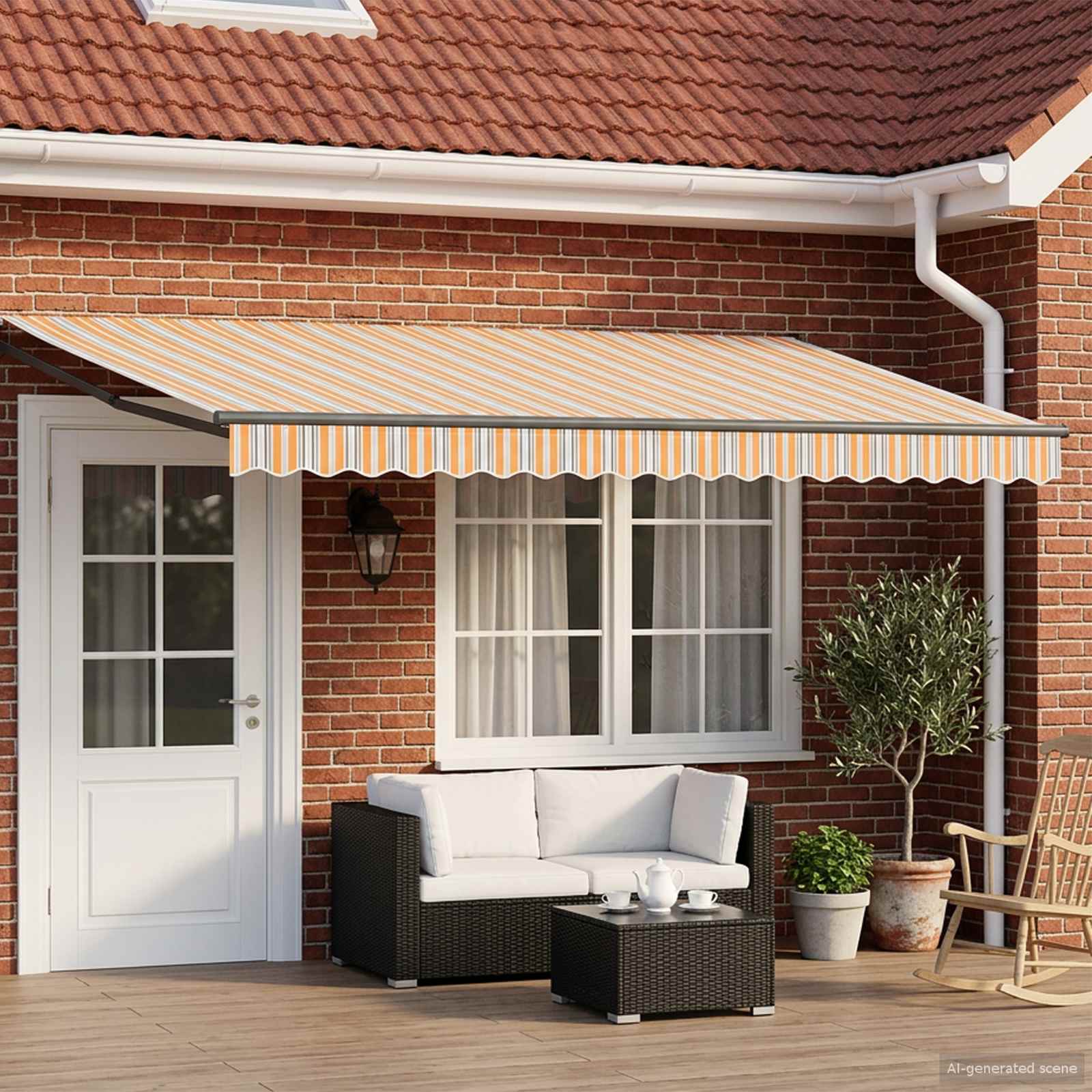 Električna retraktabilna tenda Žuta i Siva 4,5 × 3 m