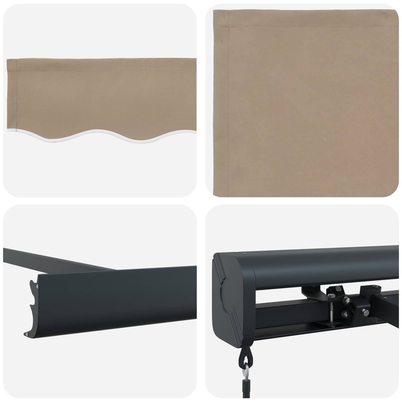 Skrovita tenda Bež 4 × 3 m Platno i Aluminij