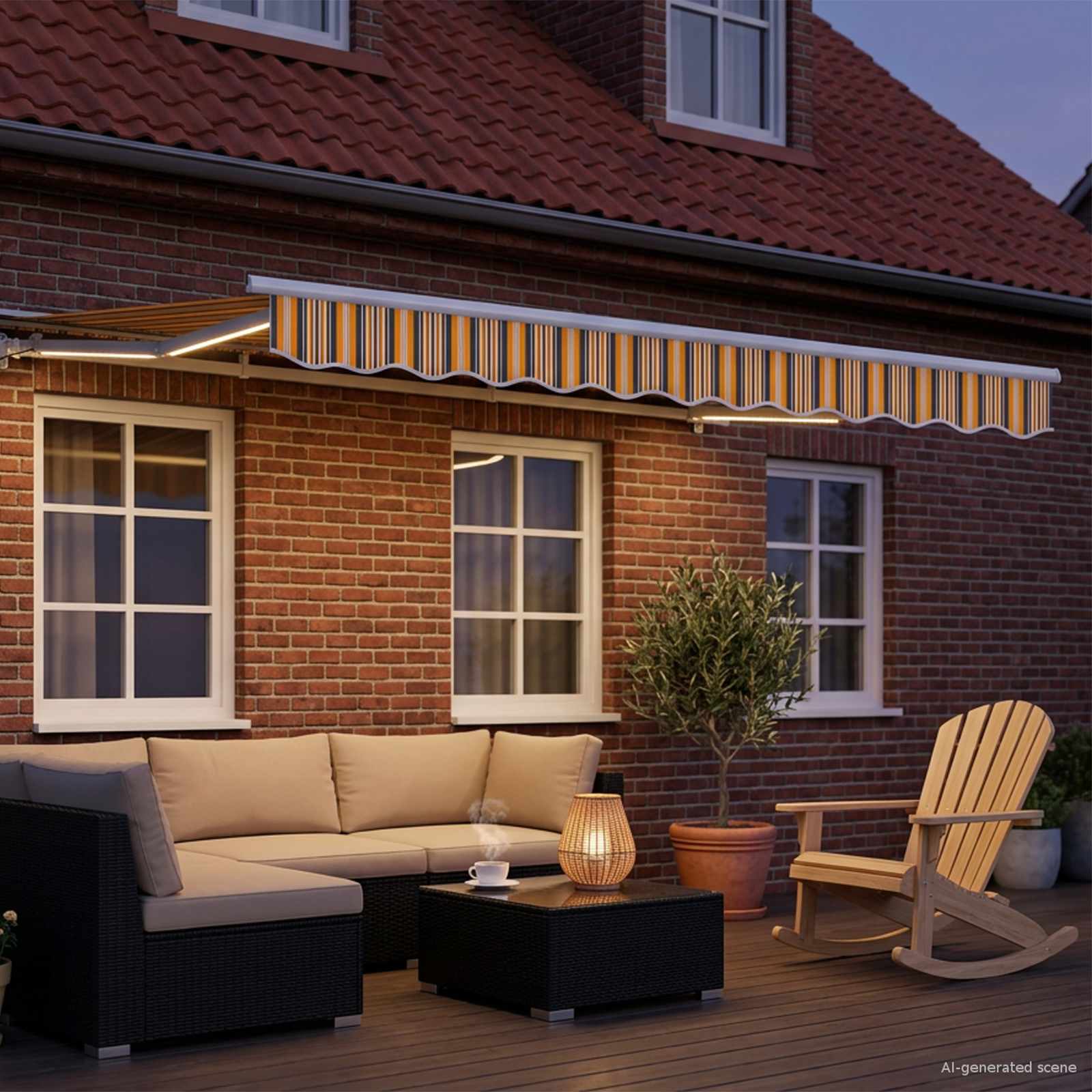 Ručni okvir tende s LED-ima Žuta, siva i bijela 2,5 x 2 m