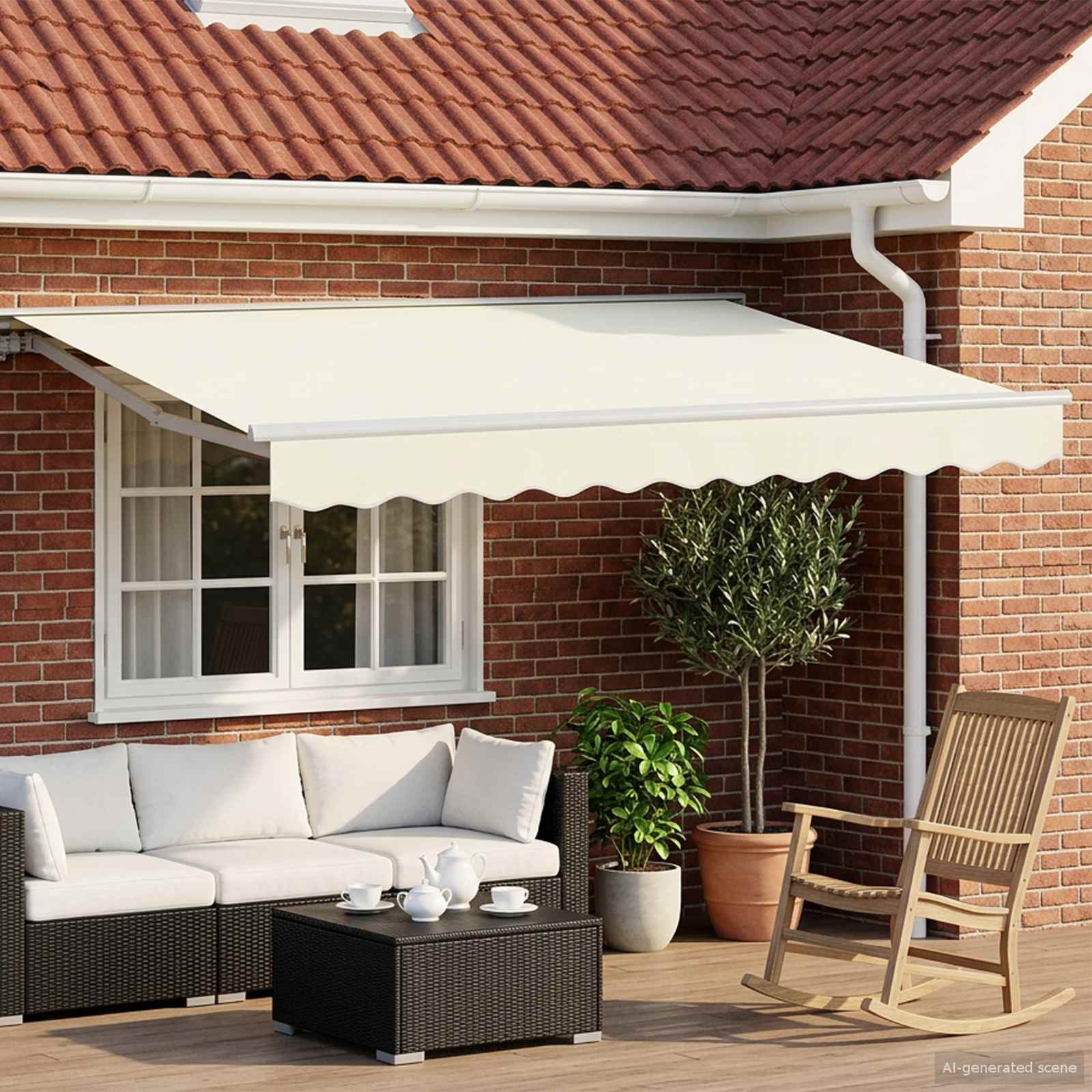 Ručni okvir tende s LED-ima Krema i bijela 3 x 2 m